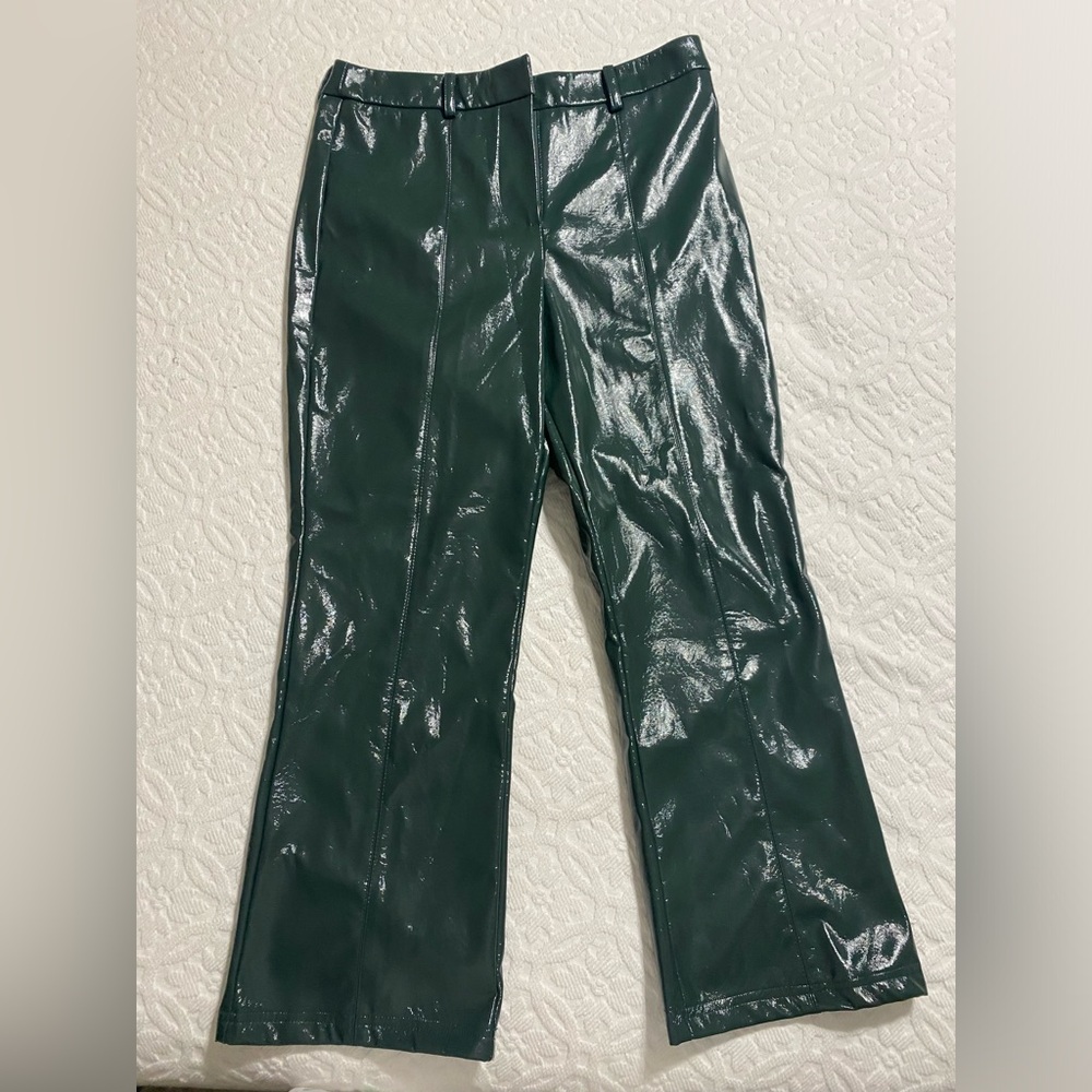 Green vinyl like ladies slacks. Size Large NWOT